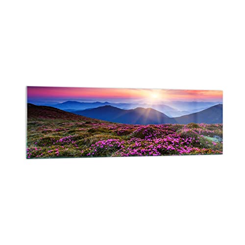 Panorama Bilder auf Glas 160x50cm Glasbild Wiese Berg Himmel Landschaft Groß XXL Wanddeko Bild im Glas Schlafzimmer Küche Wandbilder Dekoration Wohnzimmer Modern Wand Kunstdruck Art GAB160x50-2719 von ARTTOR