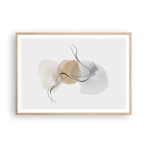 Poster Rahmen helle Eiche Deko 100x70cm Abstrakt minimalistisch Aquarell Wandposter Wanddeko Bild Wand Kunstdruck Wandbilder Dekoration Wohnzimmer Schlafzimmer Küche Modern Wall Art P2NAA100x70-4827 von ARTTOR