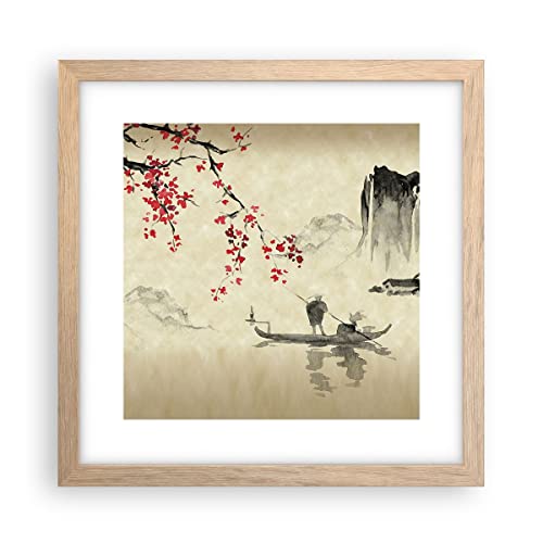 Wandposter Art Prints 30x30cm Poster Rahmen helle Eiche Blume Kirschen Japan Küche Wanddeko Bild Wand Kunstdruck Deko Wandbilder Dekoration Wohnzimmer Schlafzimmer Modern Wall Art P2NAC30x30-5020 von ARTTOR