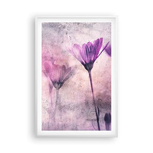 Poster Weißrahmen Blumen Rosa Vintage Deko 61x91cm Wandposter Art Prints Wandbilder Dekoration Wohnzimmer Schlafzimmer Küche Wanddeko Bild Wand Kunstdruck Modern Wall Art Decor - P2WPA61x91-4432 von ARTTOR