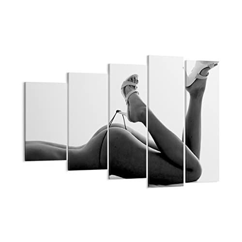 Mehrteilige Bilder auf Leinwand 150x100cm Leinwandbild Frau Akt Pose Groß XXL Wanddeko Bild Schlafzimmer Set 5 teilige Wandbilder Dekoration Wohnzimmer Decor Canvas Wand Kunstdruck Art EG150x100-0105 von ARTTOR