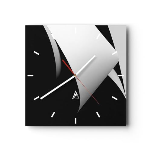 Modern Wanduhr 3D Gedämpft Formen 30x30cm Quadrat Klein Wand Uhr Glas Analog Zimmeruhren Küche Büro Wohnzimmer Glasuhr Wall Clock Dekoration Design Wanddekoration Küchenuhr C3AC30x30-5448 von ARTTOR