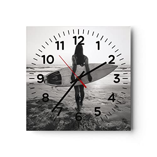 Modern Wanduhr Frau Strand Surfen 30x30cm Quadrat Klein Wand Uhr Glas Analog Zimmeruhren Küche Büro Wohnzimmer Glasuhr Wall Clock Dekoration Design Wanddekoration Küchenuhr C4AC30x30-5036 Modern Wanduhr Frau Strand Surfen 30x30cm Quadrat Klein Wand Uhr Glas Analog Zimmeruhren Küche Büro Wohnzimmer Glasuhr Wall Clock Dekoration Design Wanddekoration Küchenuhr C4AC30x30-5036 von ARTTOR