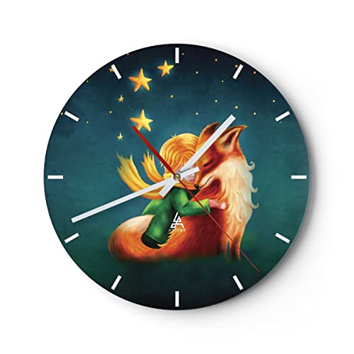 Modern Wanduhr Klein Prinz Nov 40x40cm Rund Groß Wand Uhr Glas Analog Zimmeruhren Küche Büro Wohnzimmer Glasuhr Wall Clock Dekoration Design Wanddekoration Küchenuhr C3AR40x40-5014 von ARTTOR