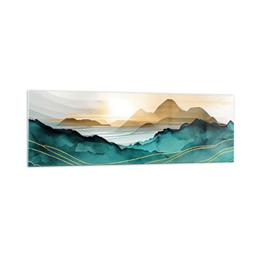 Panorama Bilder auf Glas 160x50cm Glasbild Landschaft Berge Modern Groß XXL Wanddeko Bild im Glas Schlafzimmer Küche Wandbilder Dekoration Wohnzimmer Modern Wand Kunstdruck Art GAB160x50-5706 von ARTTOR