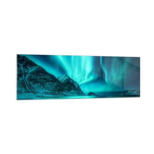 Panorama Bilder auf Glas 160x50cm Glasbild Landschaft Nordpol Nordlichter Groß XXL Wanddeko Bild im Glas Schlafzimmer Küche Wandbilder Dekoration Wohnzimmer Modern Wand Kunstdruck Art GAB160x50-5321 von ARTTOR