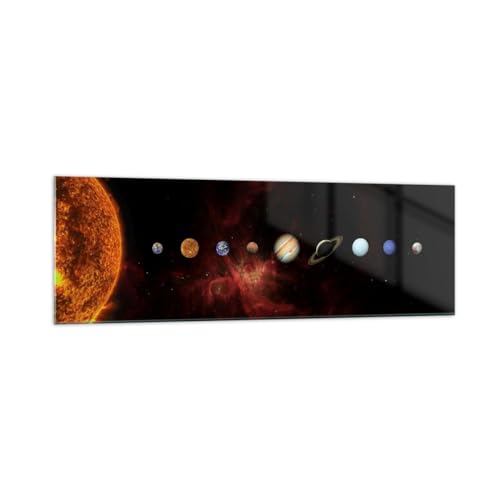 Panorama Bilder auf Glas 160x50cm Glasbild Sonnensystem Planeten Kosmos Groß XXL Wanddeko Bild im Glas Schlafzimmer Küche Wandbilder Dekoration Wohnzimmer Modern Wand Kunstdruck Art GAB160x50-5377 von ARTTOR