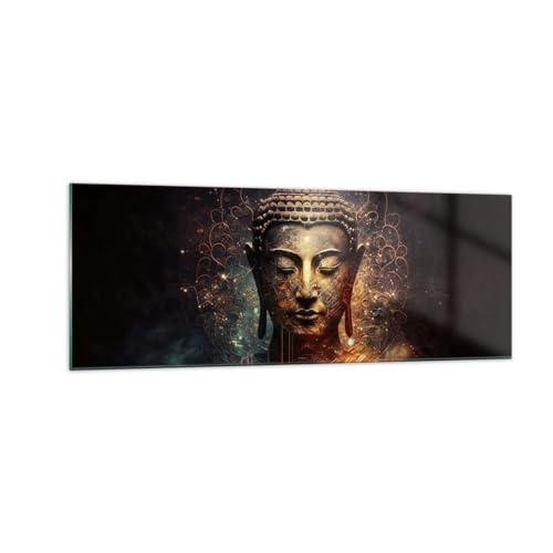 Panorama Bilder auf Glas Buddha Meditation Religion Glasbild 140x50cm Wandbilder Dekoration Wohnzimmer Schlafzimmer Küche Groß XXL Wanddeko Bild im Glas Wand Kunstdruck Art Modern GAB140x50-5775 von ARTTOR