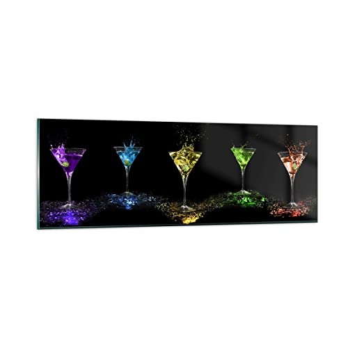 Panorama Bilder auf Glas Cocktail trinken Alkohol Glas Glasbild 90x30cm Wandbilder Dekoration Wohnzimmer Schlafzimmer Küche Klein Wanddeko Bild im Glas Wand Kunstdruck Art Modern GAB90x30-0442 von ARTTOR