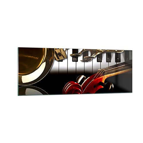 Panorama Bilder auf Glas Klaviertasten Musik Instrumente Glasbild 140x50cm Wandbilder Dekoration Wohnzimmer Schlafzimmer Küche Groß XXL Wanddeko Bild im Glas Wand Kunstdruck Art Modern GAB140x50-2679 von ARTTOR