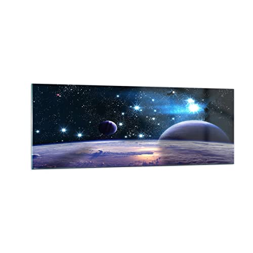 Panorama Bilder auf Glas Kosmos Planet Glasbild 140x50cm Wandbilder Dekoration Wohnzimmer Schlafzimmer Küche Groß XXL Wanddeko Bild im Glas Wand Kunstdruck Art Modern Wall Decor GAB140x50-3575 von ARTTOR