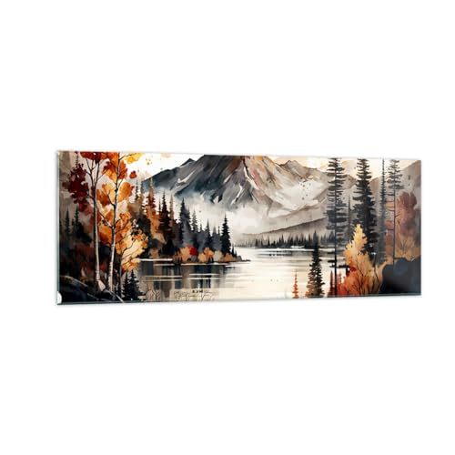 Panorama Bilder auf Glas Natur Sicht Berge Glasbild 140x50cm Wandbilder Dekoration Wohnzimmer Schlafzimmer Küche Groß XXL Wanddeko Bild im Glas Wand Kunstdruck Art Modern Wall Decor GAB140x50-5783 von ARTTOR