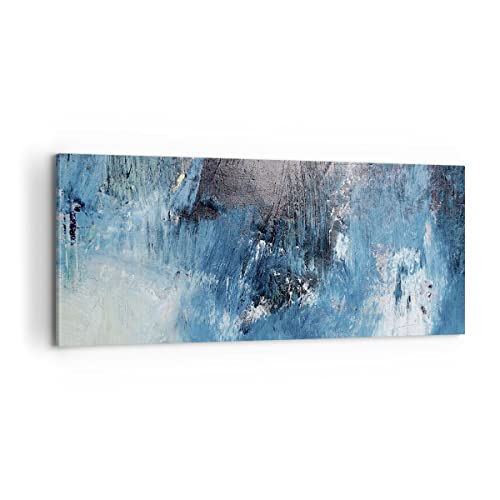 Panorama Bilder auf Leinwand 100x40cm Leinwandbild Abstraktion Blau Schwarz Groß Wanddeko Bild Schlafzimmer Küche Wandbilder Dekoration Wohnzimmer Wall Decor Canvas Wand Kunstdruck Art AB100x40-4155 von ARTTOR