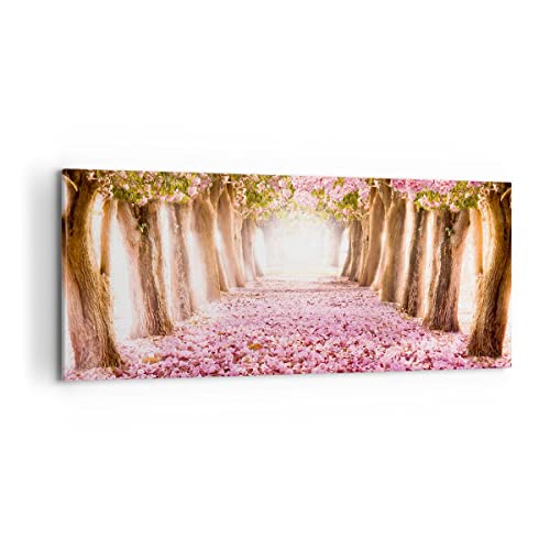 Panorama Bilder auf Leinwand 100x40cm Leinwandbild Baum Blumen Kirsche Natur Groß Wanddeko Bild Schlafzimmer Küche Wandbilder Dekoration Wohnzimmer Wall Decor Canvas Wand Kunstdruck Art AB100x40-2794 von ARTTOR