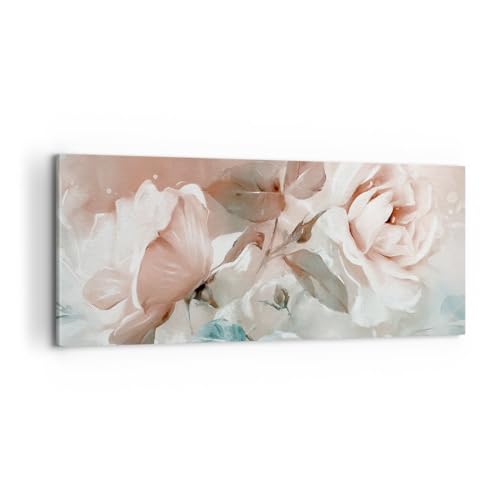 Panorama Bilder auf Leinwand 100x40cm Leinwandbild Blumen Romantisch Rosen Groß Wanddeko Bild Schlafzimmer Küche Wandbilder Dekoration Wohnzimmer Wall Decor Canvas Wand Kunstdruck Art AB100x40-5505 von ARTTOR