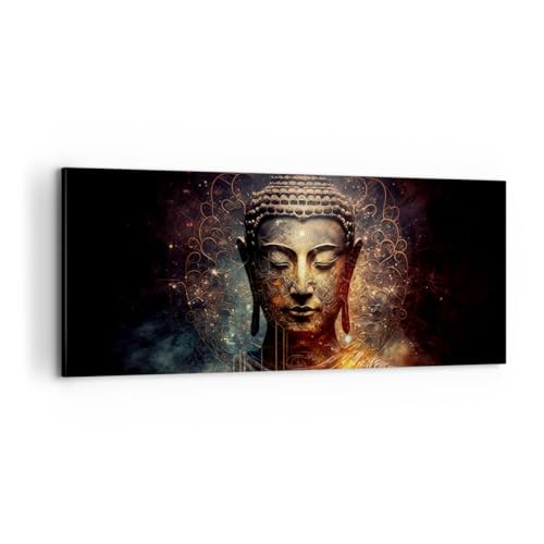 Panorama Bilder auf Leinwand 100x40cm Leinwandbild Buddha Meditation Religion Groß Wanddeko Bild Schlafzimmer Küche Wandbilder Dekoration Wohnzimmer Wall Decor Canvas Wand Kunstdruck Art AB100x40-5775 von ARTTOR