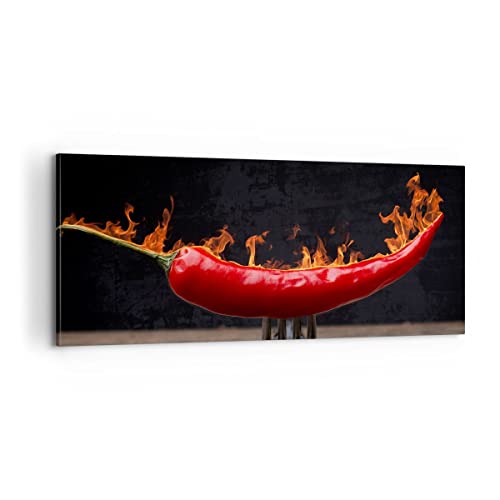 Panorama Bilder auf Leinwand 100x40cm Leinwandbild Chili Paprika Bio Landwirtschaft Groß Wanddeko Bild Schlafzimmer Wandbilder Dekoration Wohnzimmer Wall Decor Canvas Wand Kunstdruck Art AB100x40-3193 von ARTTOR