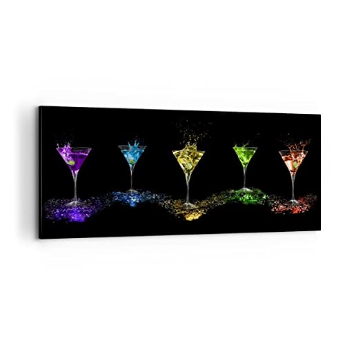 Panorama Bilder auf Leinwand 100x40cm Leinwandbild Cocktail trinken Alkohol Glas Groß Wanddeko Bild Schlafzimmer Wandbilder Dekoration Wohnzimmer Wall Decor Canvas Wand Kunstdruck Art AB100x40-0442 von ARTTOR