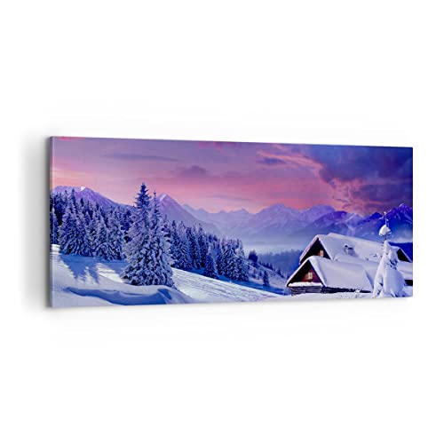 Panorama Bilder auf Leinwand 100x40cm Leinwandbild Winter Landschaft Frost Schnee Groß Wanddeko Bild Schlafzimmer Wandbilder Dekoration Wohnzimmer Wall Decor Canvas Wand Kunstdruck Art AB100x40-2315 von ARTTOR