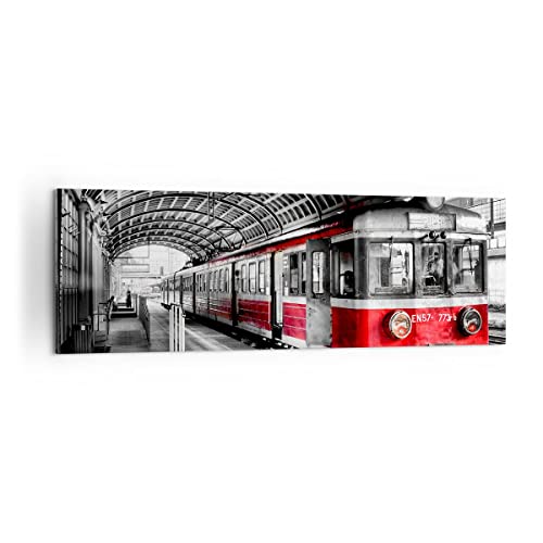 Panorama Bilder auf Leinwand 160x50cm Leinwandbild Bahn Bahnhof Zug Transport Groß XXL Wanddeko Bild Schlafzimmer Wandbilder Dekoration Wohnzimmer Wall Decor Canvas Wand Kunstdruck Art AB160x50-2558 von ARTTOR