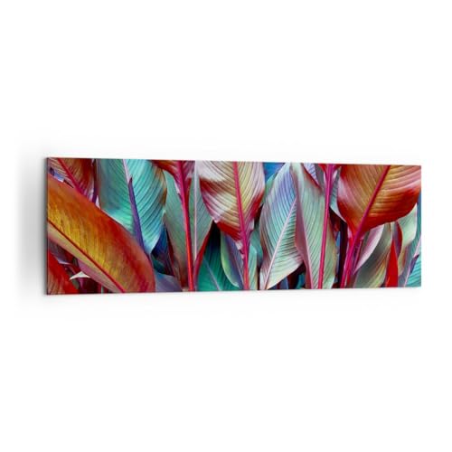 Panorama Bilder auf Leinwand 160x50cm Leinwandbild Blätter Botanik Boho Groß XXL Wanddeko Bild Schlafzimmer Küche Wandbilder Dekoration Wohnzimmer Wall Decor Canvas Wand Kunstdruck Art AB160x50-5523 von ARTTOR