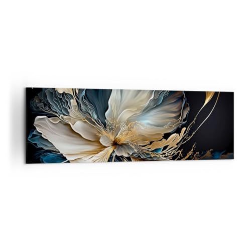 Panorama Bilder auf Leinwand 160x50cm Leinwandbild Blume Botanik Art Deco Groß XXL Wanddeko Bild Schlafzimmer Küche Wandbilder Dekoration Wohnzimmer Wall Decor Canvas Wand Kunstdruck Art AB160x50-5766 von ARTTOR