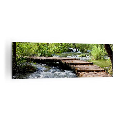 Panorama Bilder auf Leinwand 160x50cm Leinwandbild Park natur grün bäume Groß XXL Wanddeko Bild Schlafzimmer Küche Wandbilder Dekoration Wohnzimmer Wall Decor Canvas Wand Kunstdruck Art AB160x50-0356 von ARTTOR