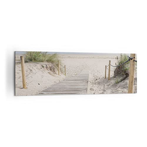 Panorama Bilder auf Leinwand 160x50cm Leinwandbild Strand Düne Eintritt Groß XXL Wanddeko Bild Schlafzimmer Küche Wandbilder Dekoration Wohnzimmer Wall Decor Canvas Wand Kunstdruck Art AB160x50-4188 von ARTTOR