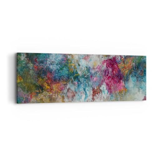 Panorama Bilder auf Leinwand Abstraktion Bunt Farben Leinwandbild 90x30cm Wandbilder Dekoration Wohnzimmer Schlafzimmer Küche Klein Wanddeko Bild Wand Kunstdruck Art Wall Decor Canvas AB90x30-5258 von ARTTOR