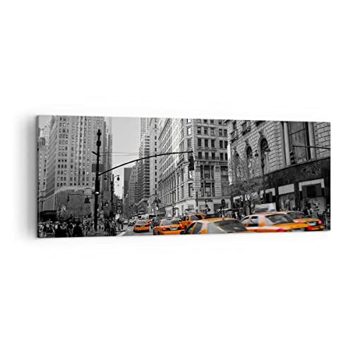 Panorama Bilder auf Leinwand Amerika New York City Straße Leinwandbild 140x50cm Wandbilder Dekoration Wohnzimmer Schlafzimmer Groß XXL Wanddeko Bild Wand Kunstdruck Art Wall Decor Canvas AB140x50-0445 von ARTTOR