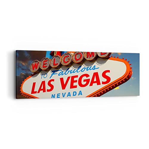 Panorama Bilder auf Leinwand Amerika bestimmungsort las vegas Leinwandbild 90x30cm Wandbilder Dekoration Wohnzimmer Schlafzimmer Klein Wanddeko Bild Wand Kunstdruck Art Wall Decor Canvas AB90x30-2594 von ARTTOR