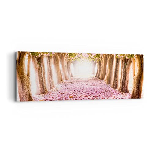 Panorama Bilder auf Leinwand Baum Blumen Kirsche Natur Leinwandbild 90x30cm Wandbilder Dekoration Wohnzimmer Schlafzimmer Küche Klein Wanddeko Bild Wand Kunstdruck Art Wall Decor Canvas AB90x30-2794 von ARTTOR