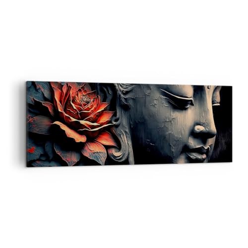 Panorama Bilder auf Leinwand Buddha Indien Meditation Leinwandbild 140x50cm Wandbilder Dekoration Wohnzimmer Schlafzimmer Groß XXL Wanddeko Bild Wand Kunstdruck Art Wall Decor Canvas AB140x50-5790 von ARTTOR