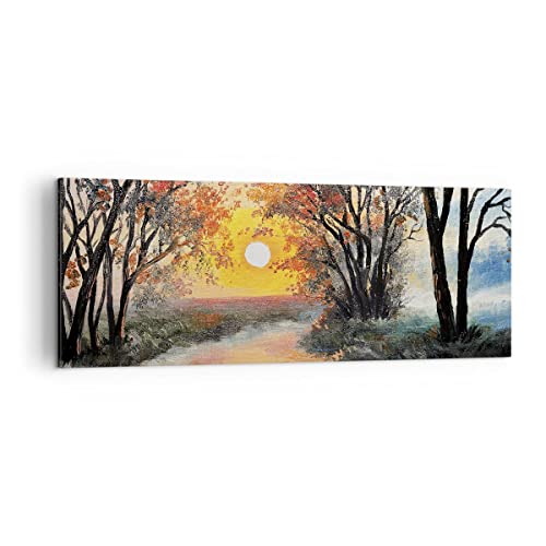 Panorama Bilder auf Leinwand Fluss Sonne Bäume Leinwandbild 140x50cm Wandbilder Dekoration Wohnzimmer Schlafzimmer Küche Groß XXL Wanddeko Bild Wand Kunstdruck Art Wall Decor Canvas AB140x50-4190 von ARTTOR