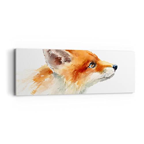 Panorama Bilder auf Leinwand Fuchs Tier Natur Leinwandbild mit Rahmen 90x30cm Wandbilder Dekoration Wohnzimmer Schlafzimmer Küche Klein Wanddeko Bild Wand Kunstdruck Art Wall Decor Canvas AB90x30-3904 von ARTTOR