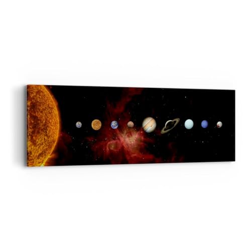 Panorama Bilder auf Leinwand Sonnensystem Planeten Kosmos Leinwandbild 90x30cm Wandbilder Dekoration Wohnzimmer Schlafzimmer Klein Wanddeko Bild Wand Kunstdruck Art Wall Decor Canvas AB90x30-5377 von ARTTOR