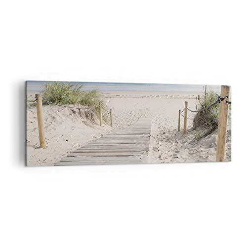 Panorama Bilder auf Leinwand Strand Düne Eintritt Leinwandbild 140x50cm Wandbilder Dekoration Wohnzimmer Schlafzimmer Küche Groß XXL Wanddeko Bild Wand Kunstdruck Art Wall Decor Canvas AB140x50-4188 von ARTTOR