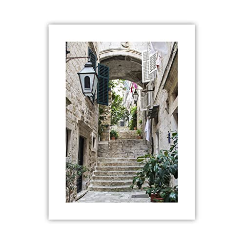 Poster ohne Rahmen Kroatien Treppe Dubrovnik Deko 30x40cm Wandposter Art Prints Wandbilder Dekoration Wohnzimmer Schlafzimmer Küche Wanddeko Bild Wand Kunstdruck Modern Wall Art Decor P2XPA30x40-5150 von ARTTOR