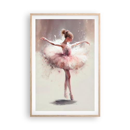 Poster Rahmen helle Eiche Ballerina Mädchen Stück Deko 61x91cm Wandposter Art Prints Wandbilder Dekoration Wohnzimmer Schlafzimmer Küche Wanddeko Bild Wand Kunstdruck Modern Wall Art P2NPA61x91-6174 von ARTTOR