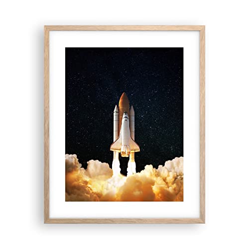 Poster Rahmen helle Eiche Deko 40x50cm Abheben Rakete Kosmos Wandposter Art Prints Wanddeko Bild Wand Kunstdruck Wandbilder Dekoration Wohnzimmer Schlafzimmer Küche Modern Wall Art P2NPA40x50-4531 von ARTTOR