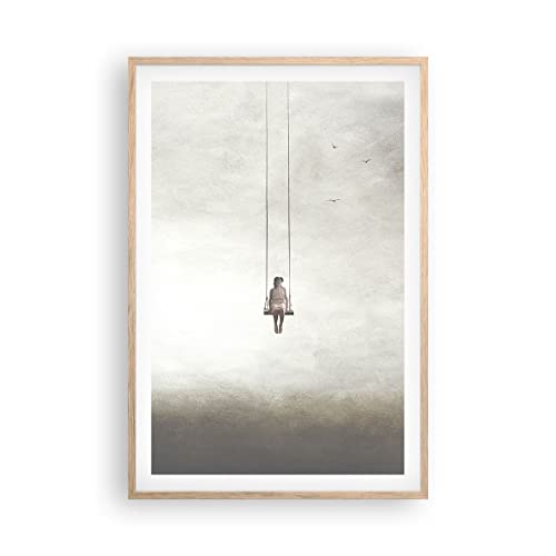 Poster Rahmen helle Eiche Schwingen rein Wolken Deko 61x91cm Wandposter Art Prints Wandbilder Dekoration Wohnzimmer Schlafzimmer Küche Wanddeko Bild Wand Kunstdruck Modern Wall Art P2NPA61x91-4875 von ARTTOR