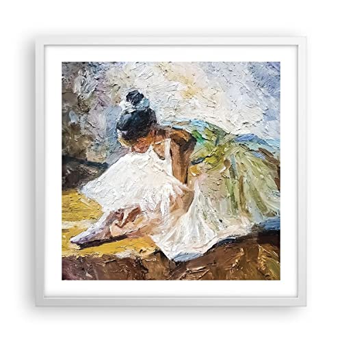 Poster Weißrahmen Deko 50x50cm Ballerina Mädchen Öl Wandposter Art Prints Wanddeko Bild Wand Kunstdruck Wandbilder Dekoration Wohnzimmer Schlafzimmer Küche Modern Wall Art Decor P2WAC50x50-4756 von ARTTOR