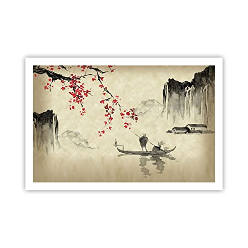 Poster ohne Rahmen Blume Kirschen Japan Deko 91x61cm Wandposter Art Prints Wandbilder Dekoration Wohnzimmer Schlafzimmer Küche Wanddeko Bild Wand Kunstdruck Modern Wall Art Decor P2XAA91x61-5020 von ARTTOR