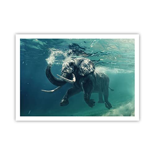 Poster ohne Rahmen Deko 100x70cm Elefant Tier Wasser Wandposter Art Prints Wanddeko Bild Wand Kunstdruck Wandbilder Dekoration Wohnzimmer Schlafzimmer Küche Modern Wall Art Decor P2XAA100x70-3944 von ARTTOR