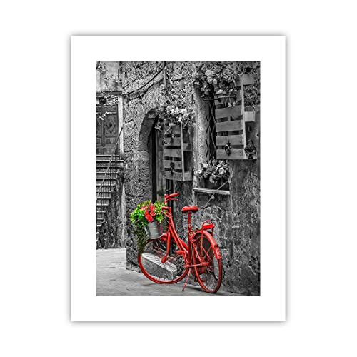 Poster ohne Rahmen Rot Fahrrad Allee Deko 30x40cm Wandposter Art Prints Wandbilder Dekoration Wohnzimmer Schlafzimmer Küche Wanddeko Bild Wand Kunstdruck Modern Wall Art Decor - P2XPA30x40-4410 von ARTTOR