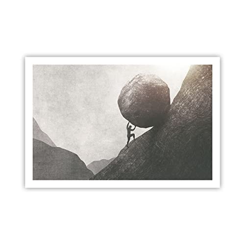 Poster ohne Rahmen Sisyphus Arbeit Stein Deko 91x61cm Wandposter Art Prints Wandbilder Dekoration Wohnzimmer Schlafzimmer Küche Wanddeko Bild Wand Kunstdruck Modern Wall Art Decor P2XAA91x61-5105 von ARTTOR