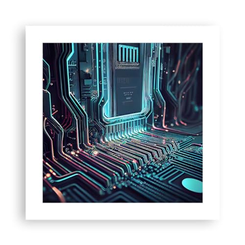 Poster ohne Rahmen Technologie Computer Prozessor Deko 40x40cm Wandposter Art Prints Wandbilder Dekoration Wohnzimmer Schlafzimmer Küche Wanddeko Bild Wand Kunstdruck Modern Wall Art P2XAC40x40-5771 von ARTTOR