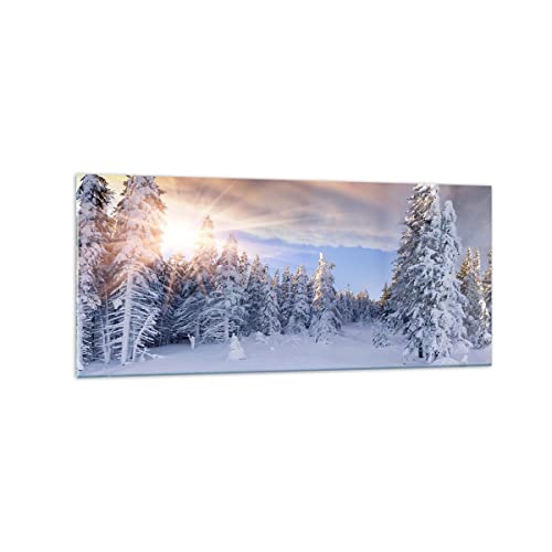 Wandbilder Dekoration Wohnzimmer Abenteuer alpen winter schnee Panorama Bilder auf Glas 120x50cm Glasbild Schlafzimmer Küche Wand Kunstdruck Art Groß Wanddeko Bild im Glas Modern GAB120x50-2433 von ARTTOR