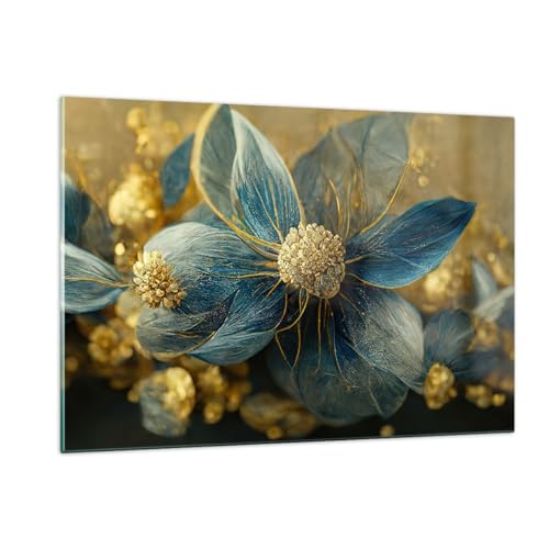 Wandbilder Dekoration Wohnzimmer Art Deco Blumen Elegant Bilder auf Glas 120x80cm Glasbild Schlafzimmer Küche Deko Wand Kunstdruck Art Groß XXL Wanddeko Bild im Glas Modern Wall Decor GAA120x80-5633 von ARTTOR