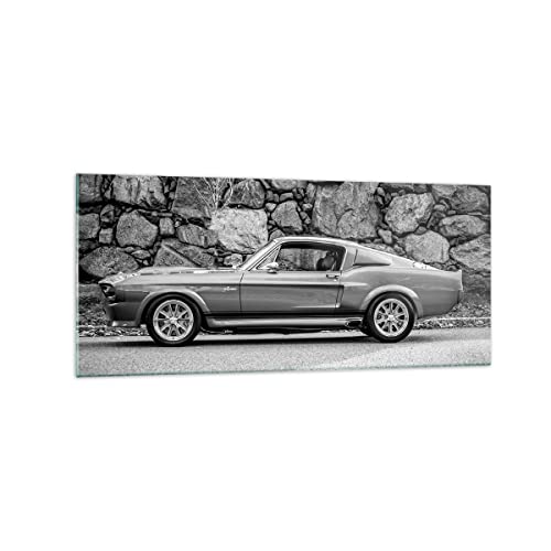 Wandbilder Dekoration Wohnzimmer Auto Ford Mustang Panorama Bilder auf Glas 120x50cm Glasbild Schlafzimmer Küche Wand Kunstdruck Art Groß Wanddeko Bild im Glas Modern Wall Decor GAB120x50-5011 von ARTTOR